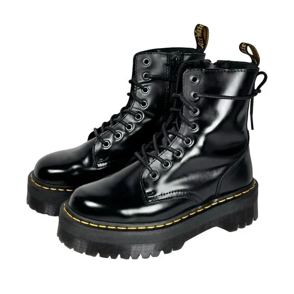 Dr. Martens Jadon Lace-Up Boots Sz 7 Black Leather Platform Airwair Goth Grunge - Picture 3 of 16